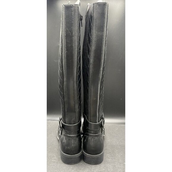 GBG GUESS Womens Black Buckle Accent Round Toe Heel Zip-Up Size: 8M Wide Calf - Picture 3 of 8